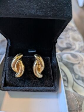 Dior Gold Twisted Hoop Clip-On Earrings